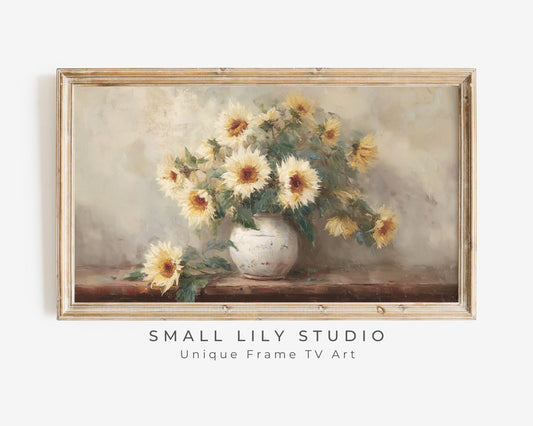 White Sunflowers Frame TV Art