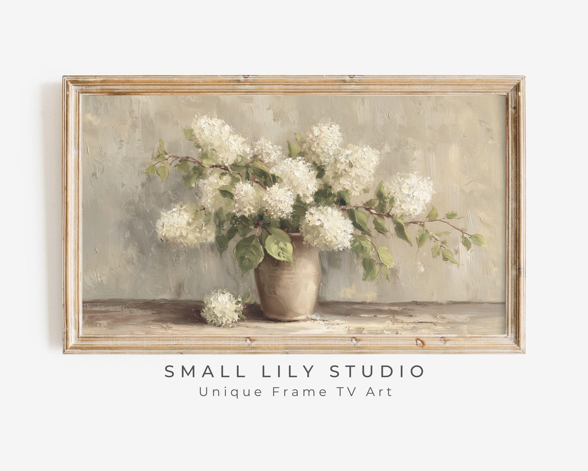 White Hydrangeas Frame TV Art