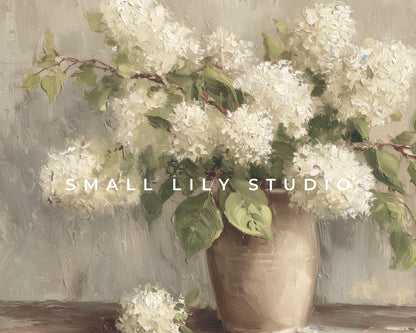 White Hydrangeas Frame TV Art