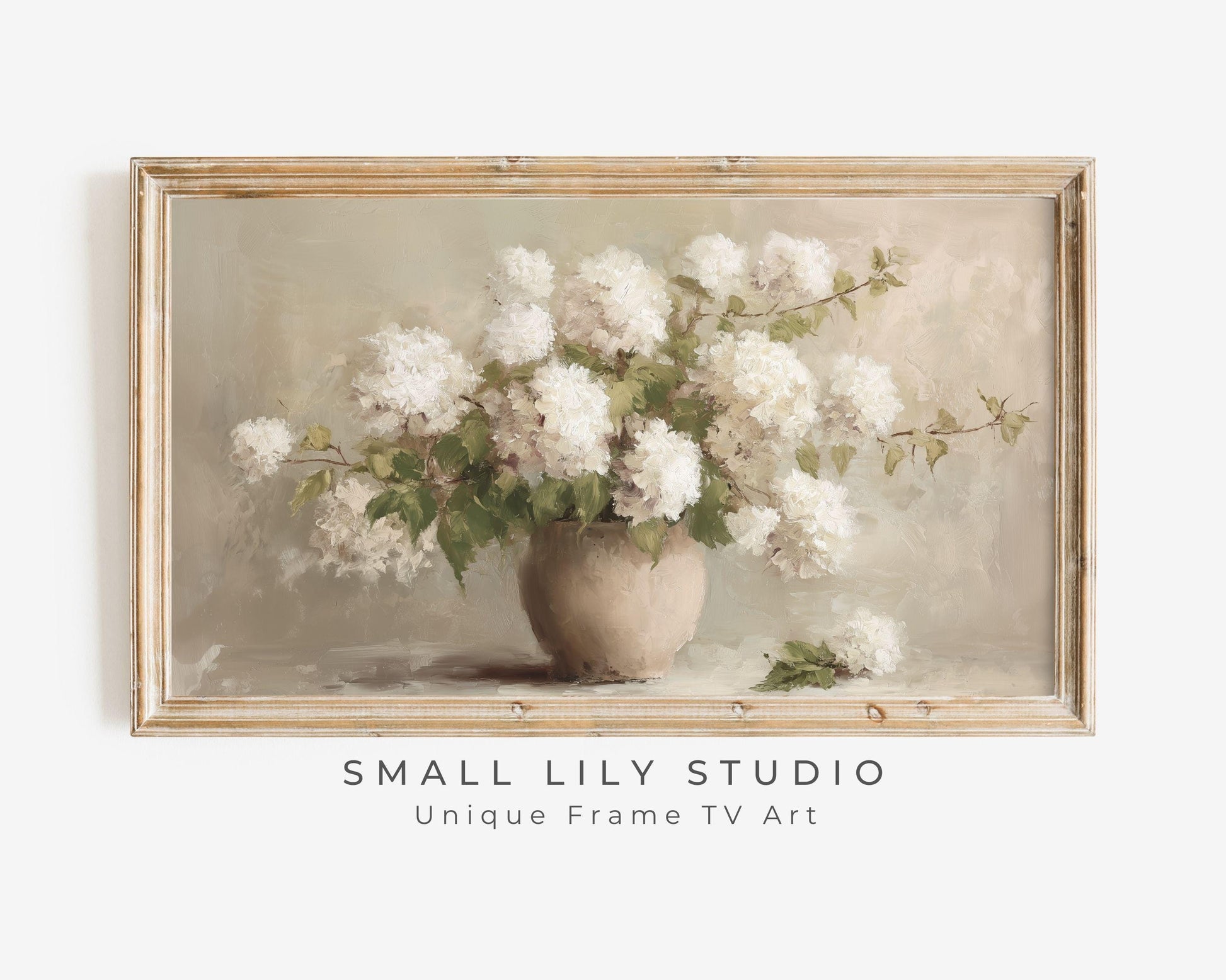 White Hydrangeas Frame TV Art