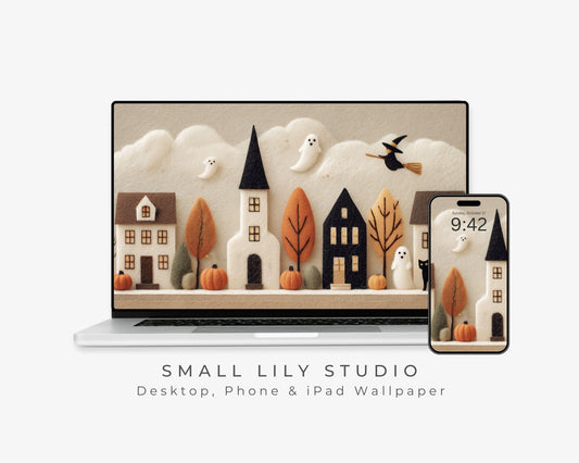 Halloween Village Desktop Wallpaper Set