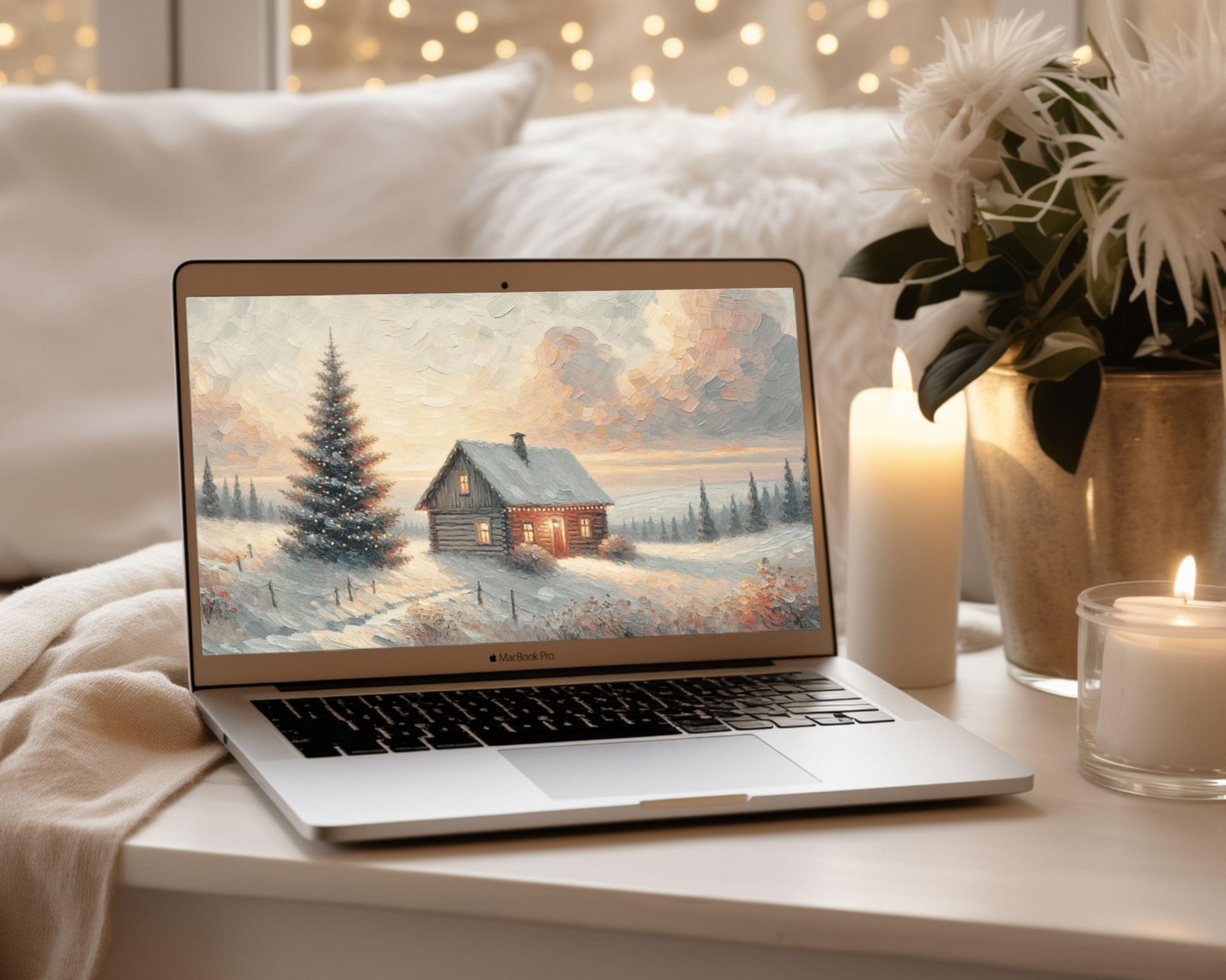 Christmas Cottage Desktop Wallpaper