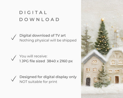 FRAME TV art Christmas Village Felt Style, Samsung Frame TV art Cute Winter Holiday Picture for kids | TV982