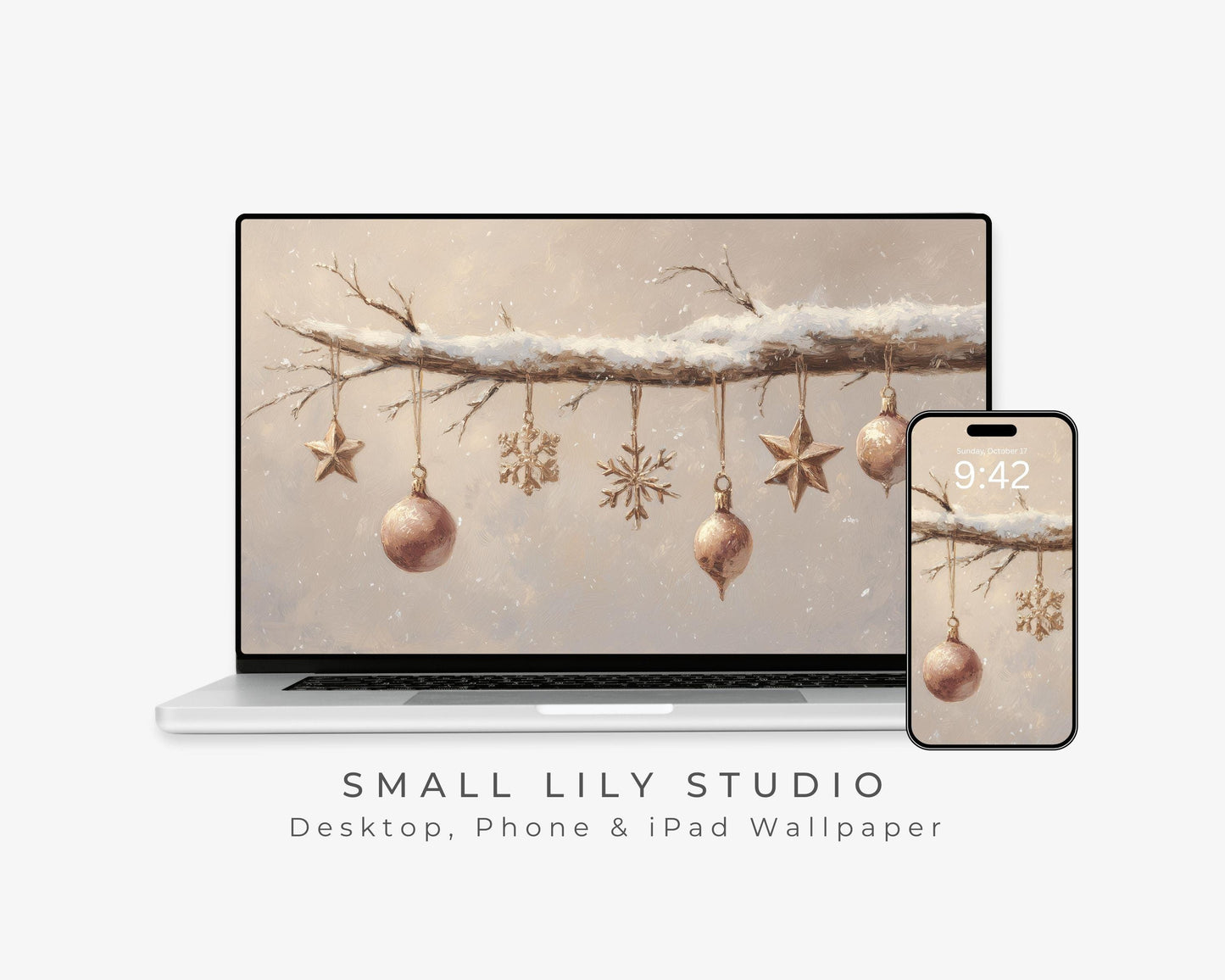 Christmas Ornaments Desktop Wallpaper Set