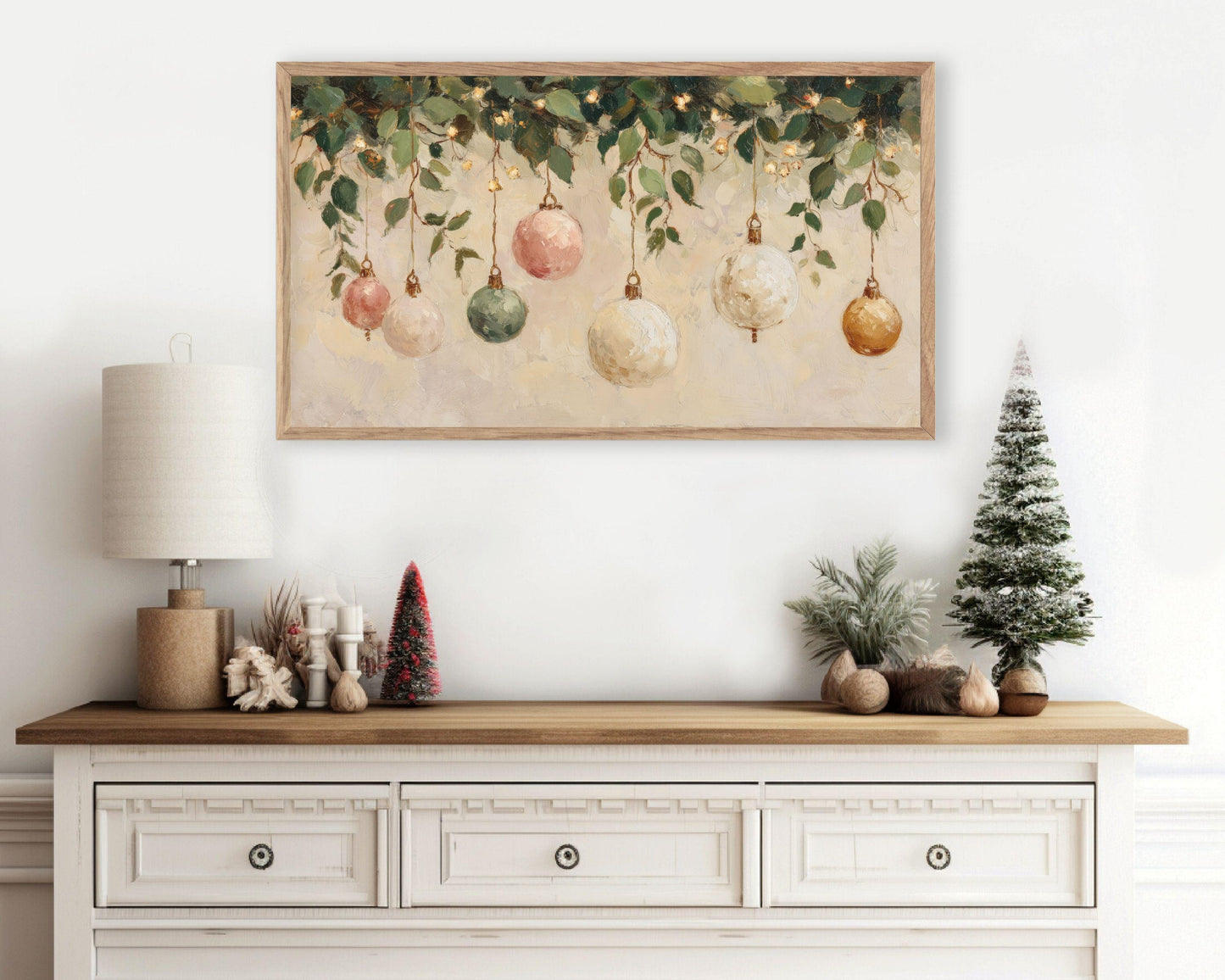Christmas Garland Ornaments Frame TV Art
