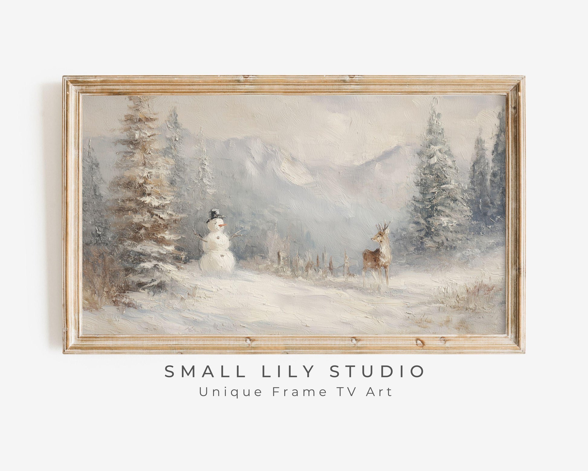 Snowman and Deer Frame TV Art