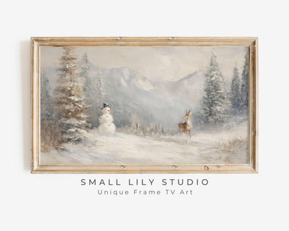 Snowman and Deer Frame TV Art