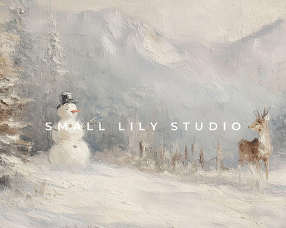 Snowman and Deer Frame TV Art