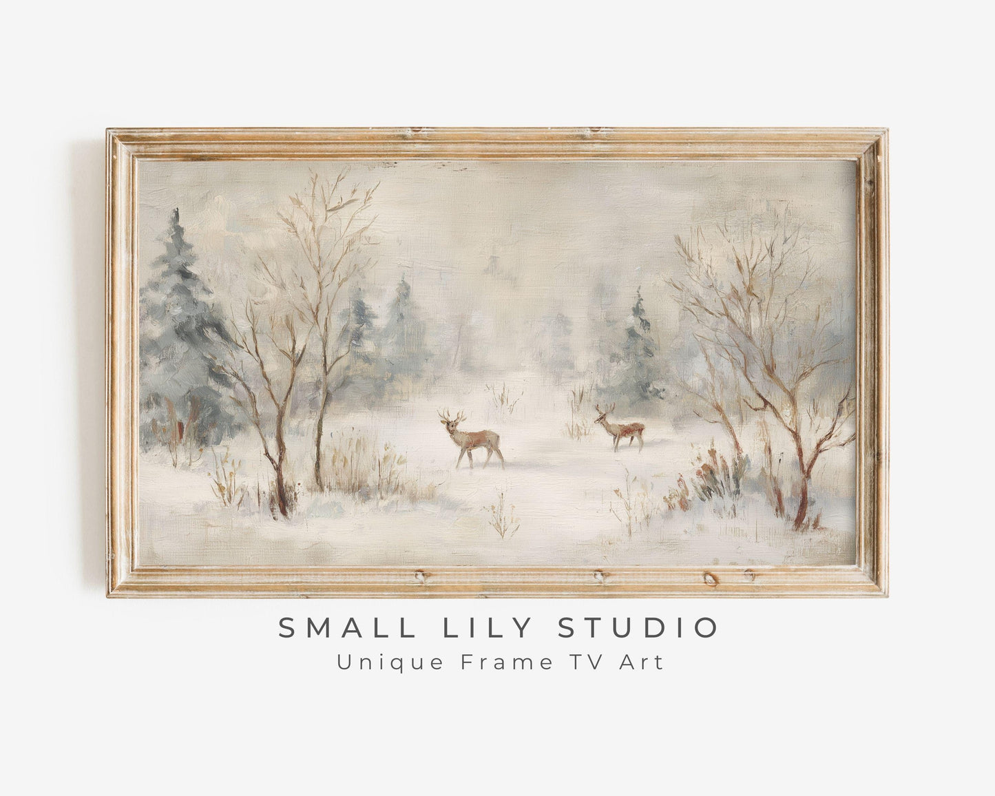 Deer in Winter Landscape Frame TV Art