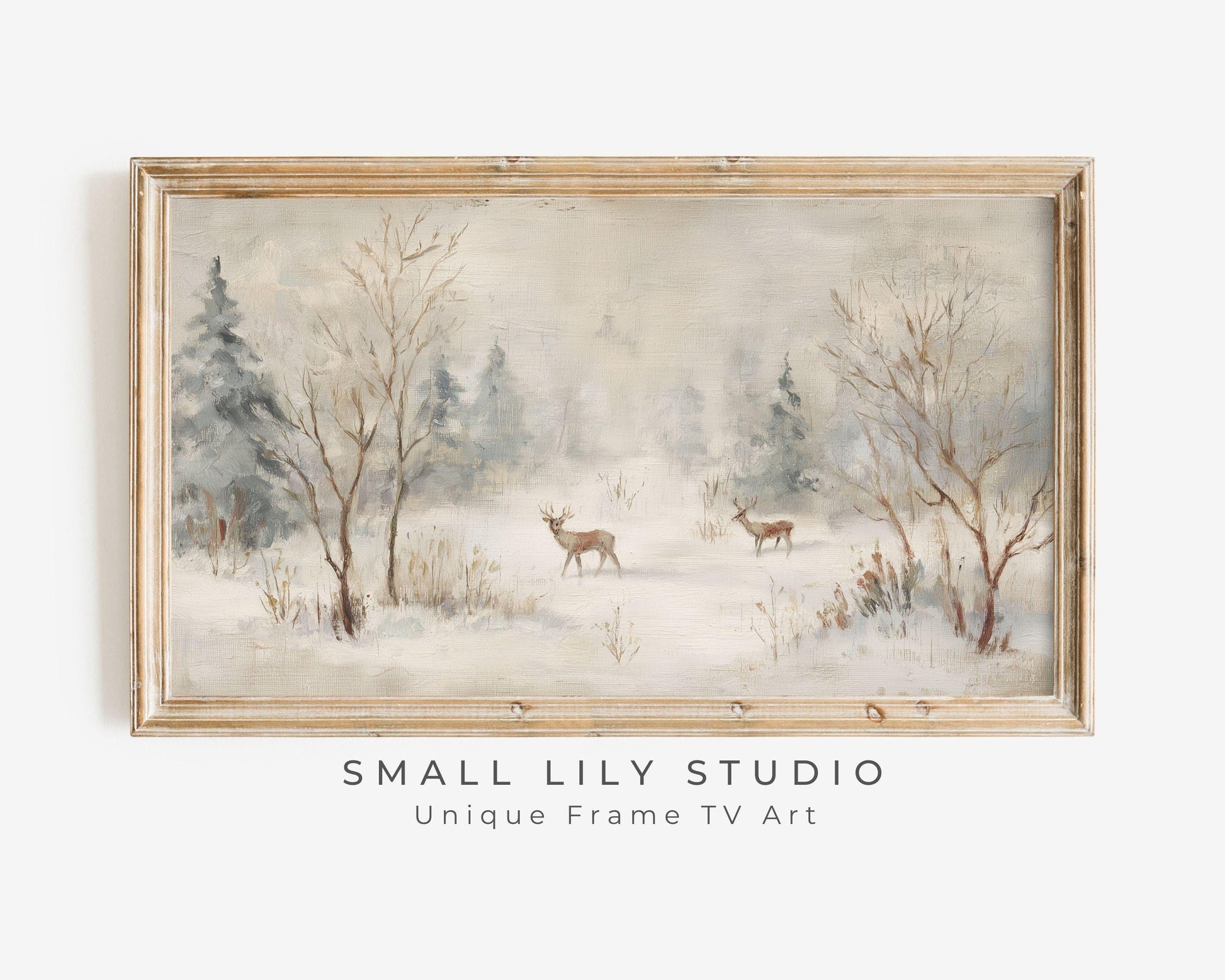 Deer in Winter Landscape Frame TV Art