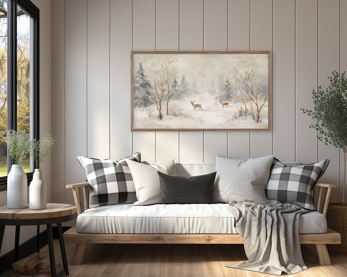 Deer in Winter Landscape Frame TV Art