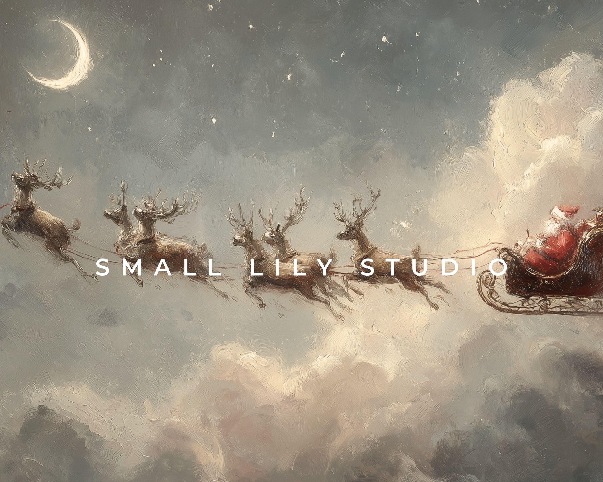 Santa and Reindeer Flying Frame TV Art