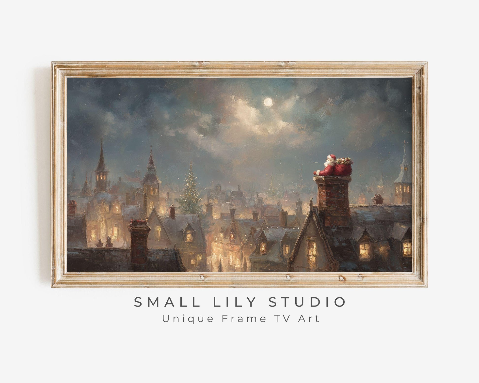 Santa in Chimney Frame TV Art