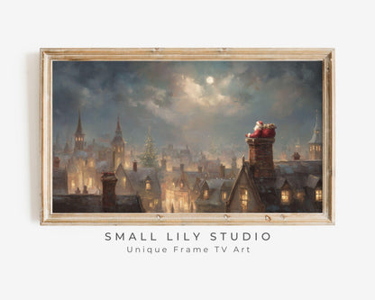 Santa in Chimney Frame TV Art