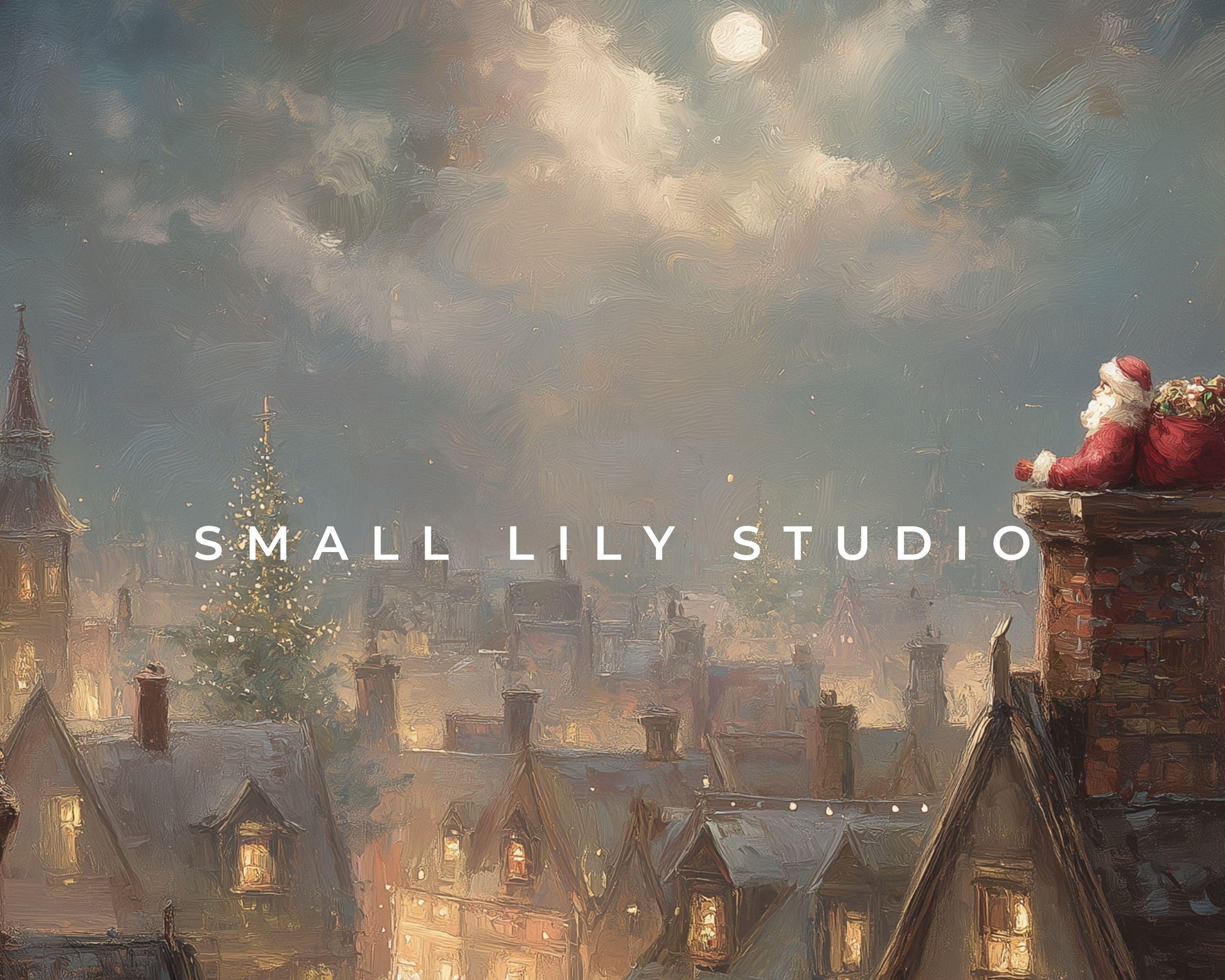 Santa in Chimney Frame TV Art