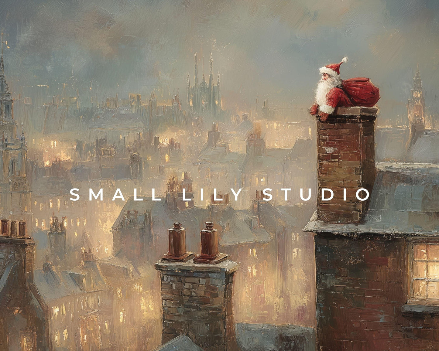 Santa Stuck in Chimney Frame TV Art