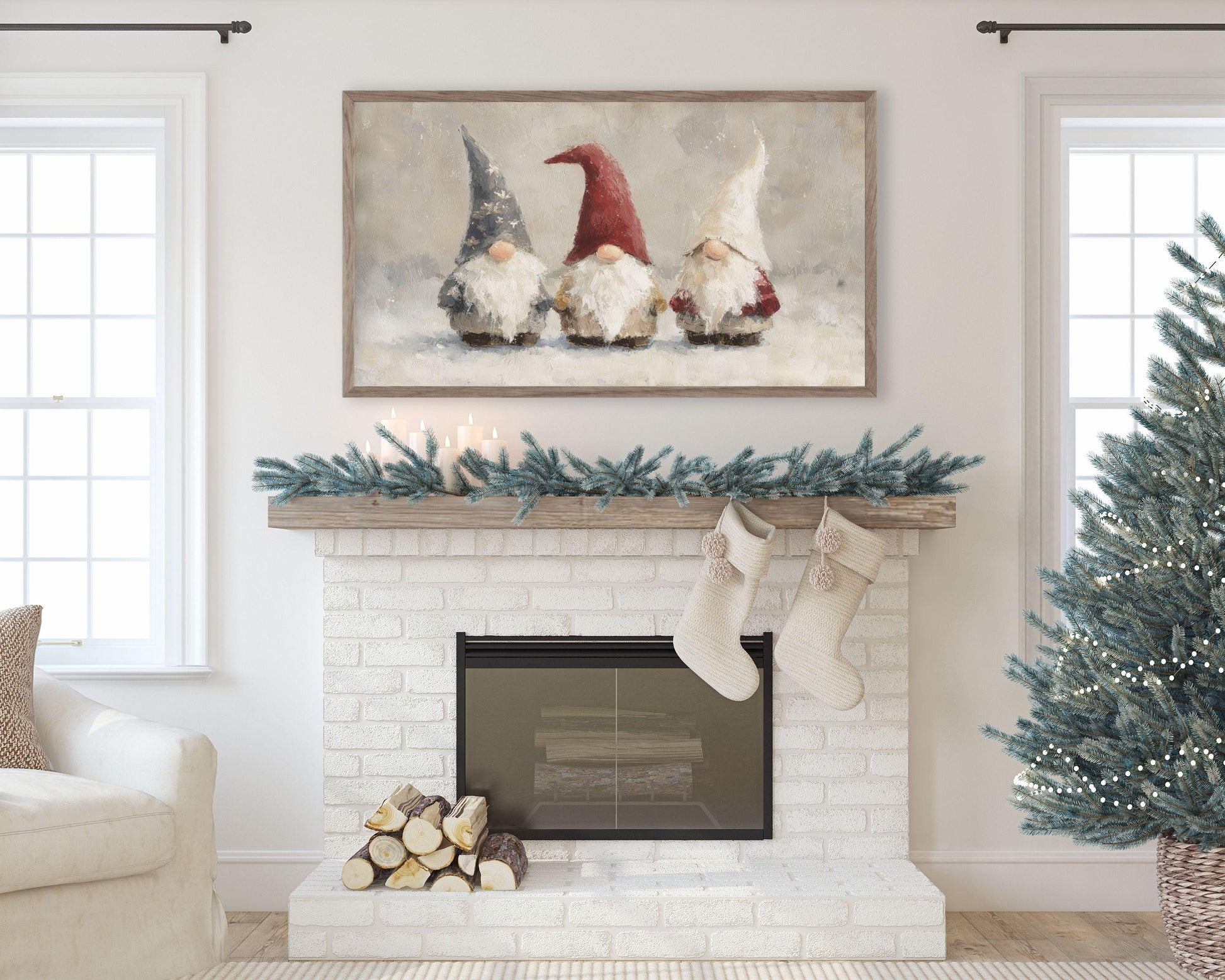 Nordic Christmas Gnomes Frame TV Art
