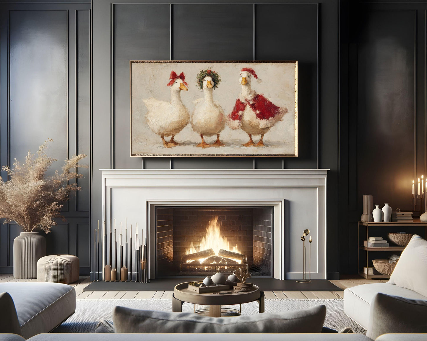 Christmas Geese Frame TV Art