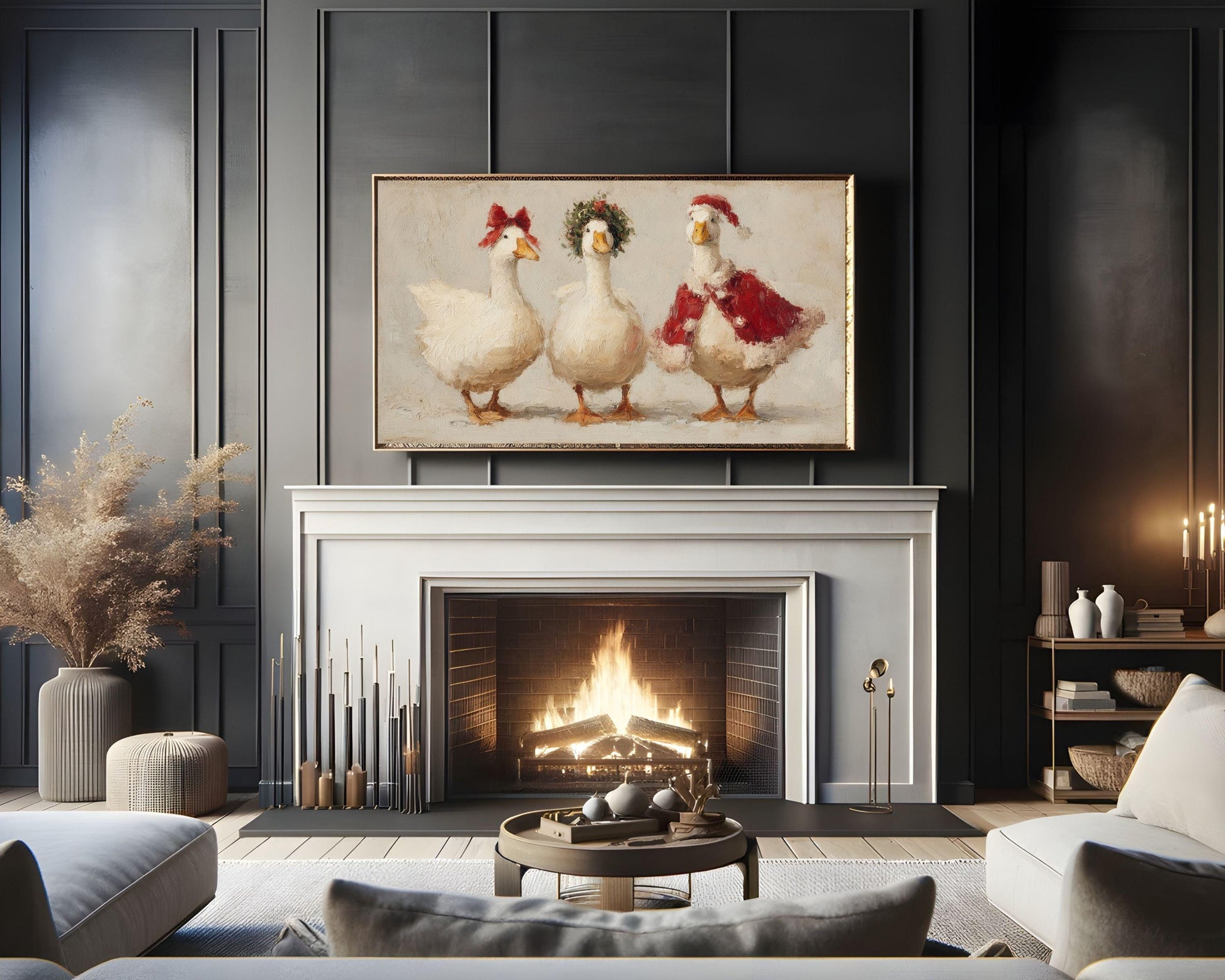 Christmas Geese Frame TV Art