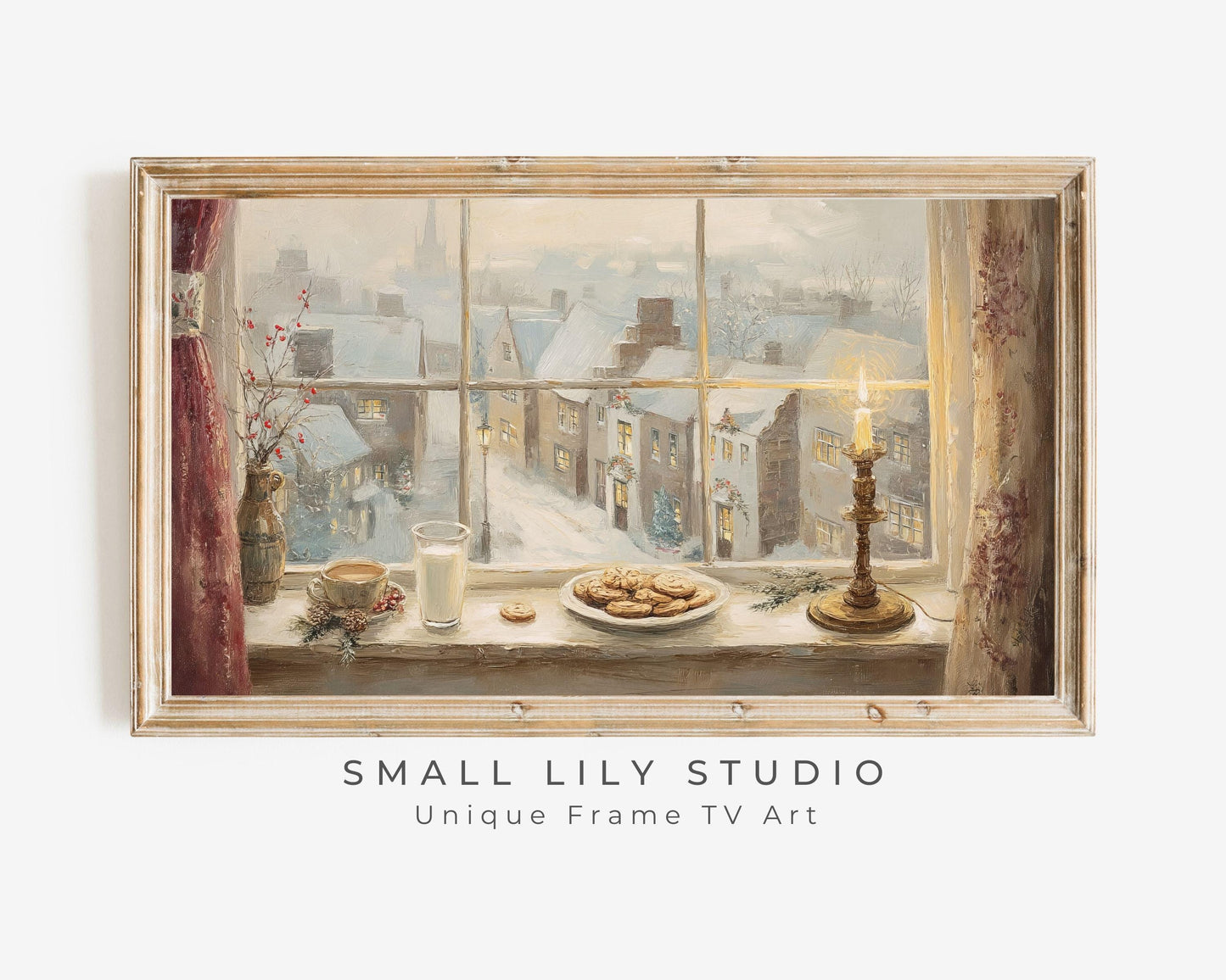 Cozy Christmas Window Frame TV Art