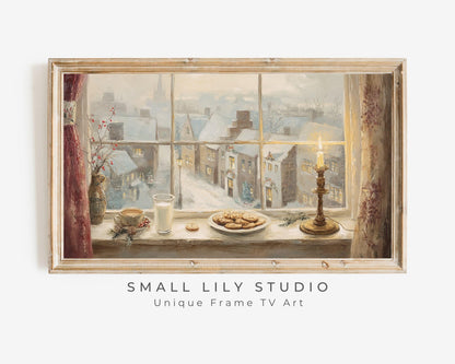 Cozy Christmas Window Frame TV Art