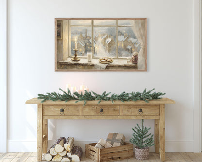 Cozy Winter Window Frame TV Art