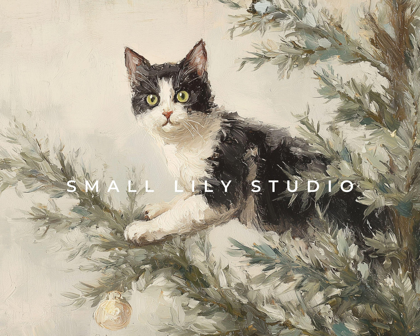 Cat on Christmas Tree Frame TV Art
