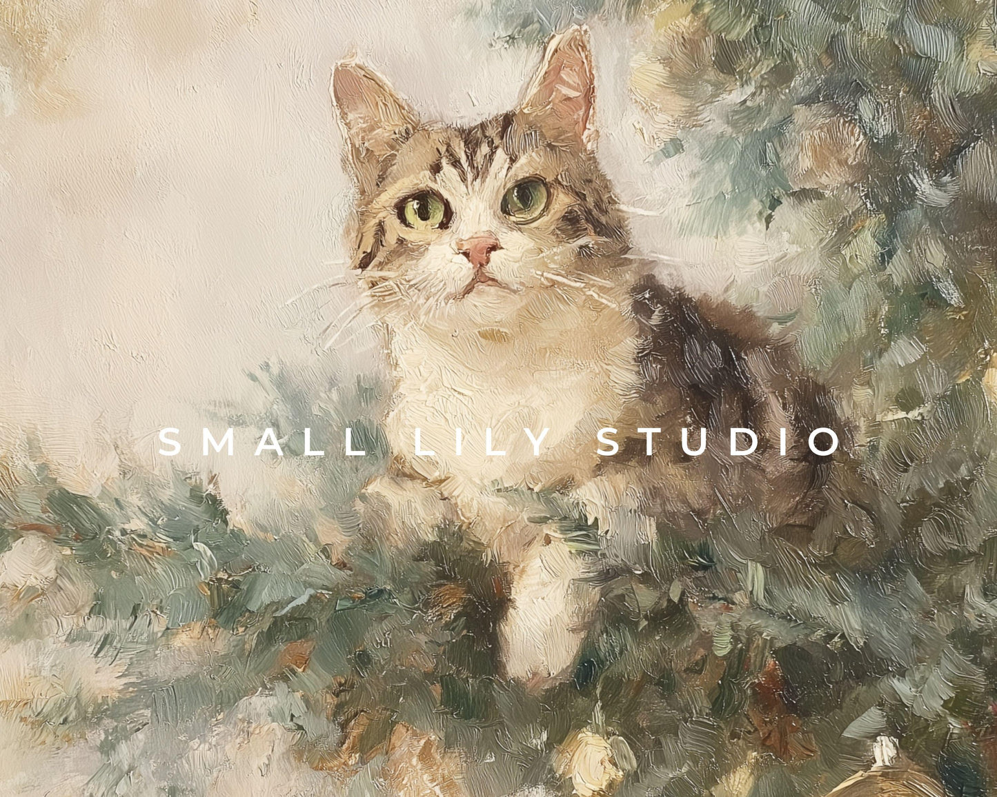 Cat and Christmas Tree Frame TV Art