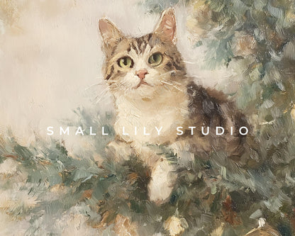 Cat and Christmas Tree Frame TV Art