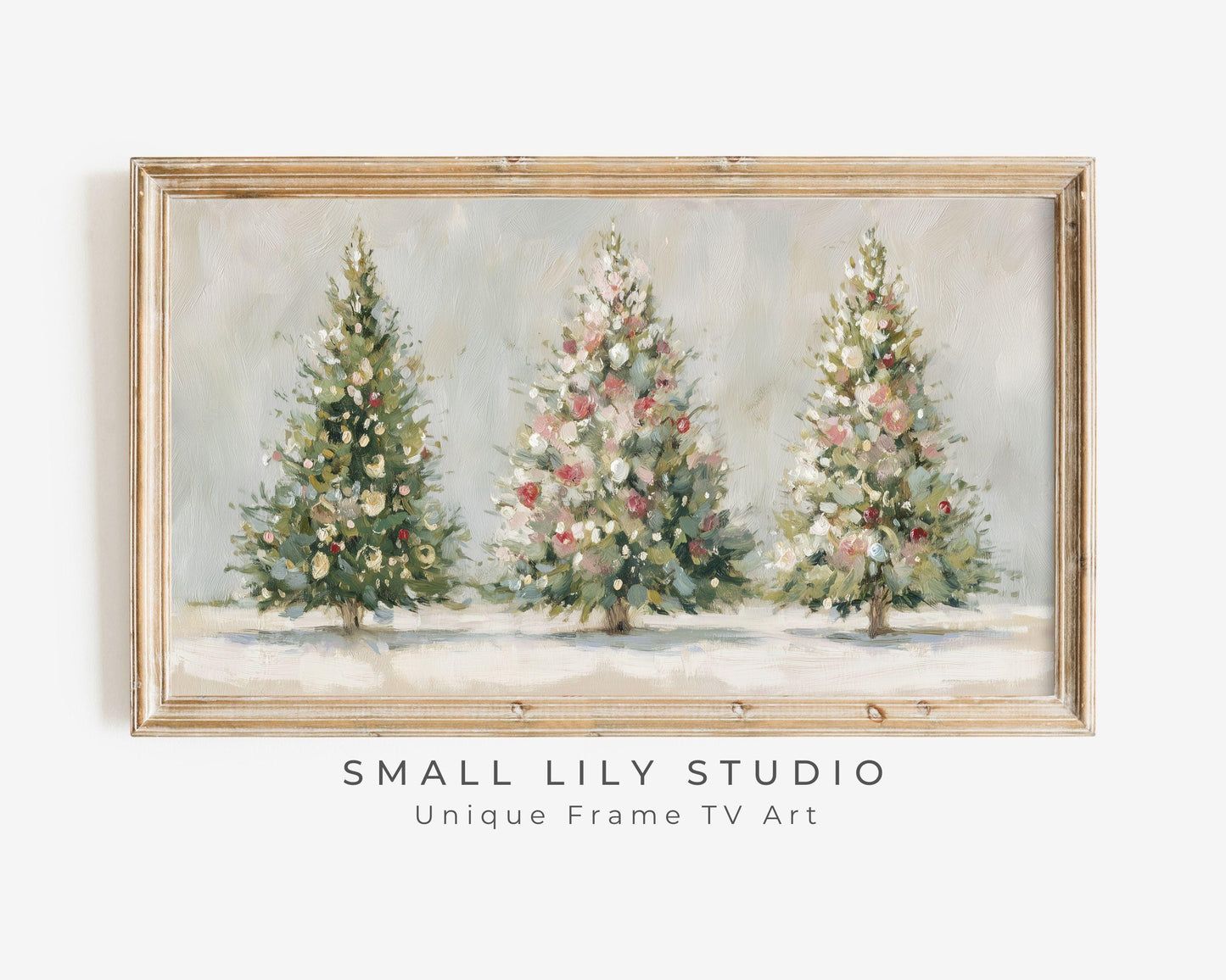 Pink and White Christmas Trees Frame TV Art