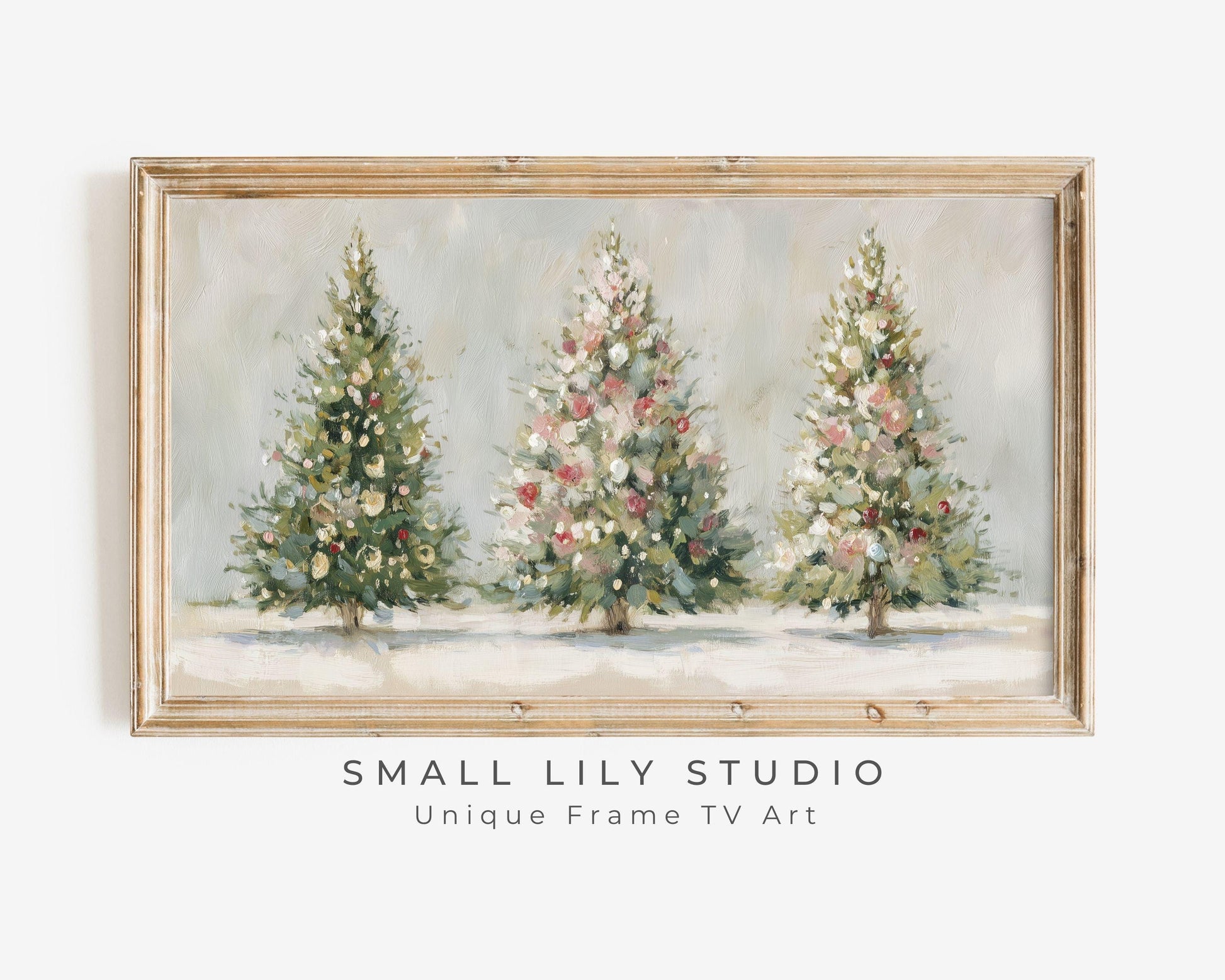 Pink and White Christmas Trees Frame TV Art