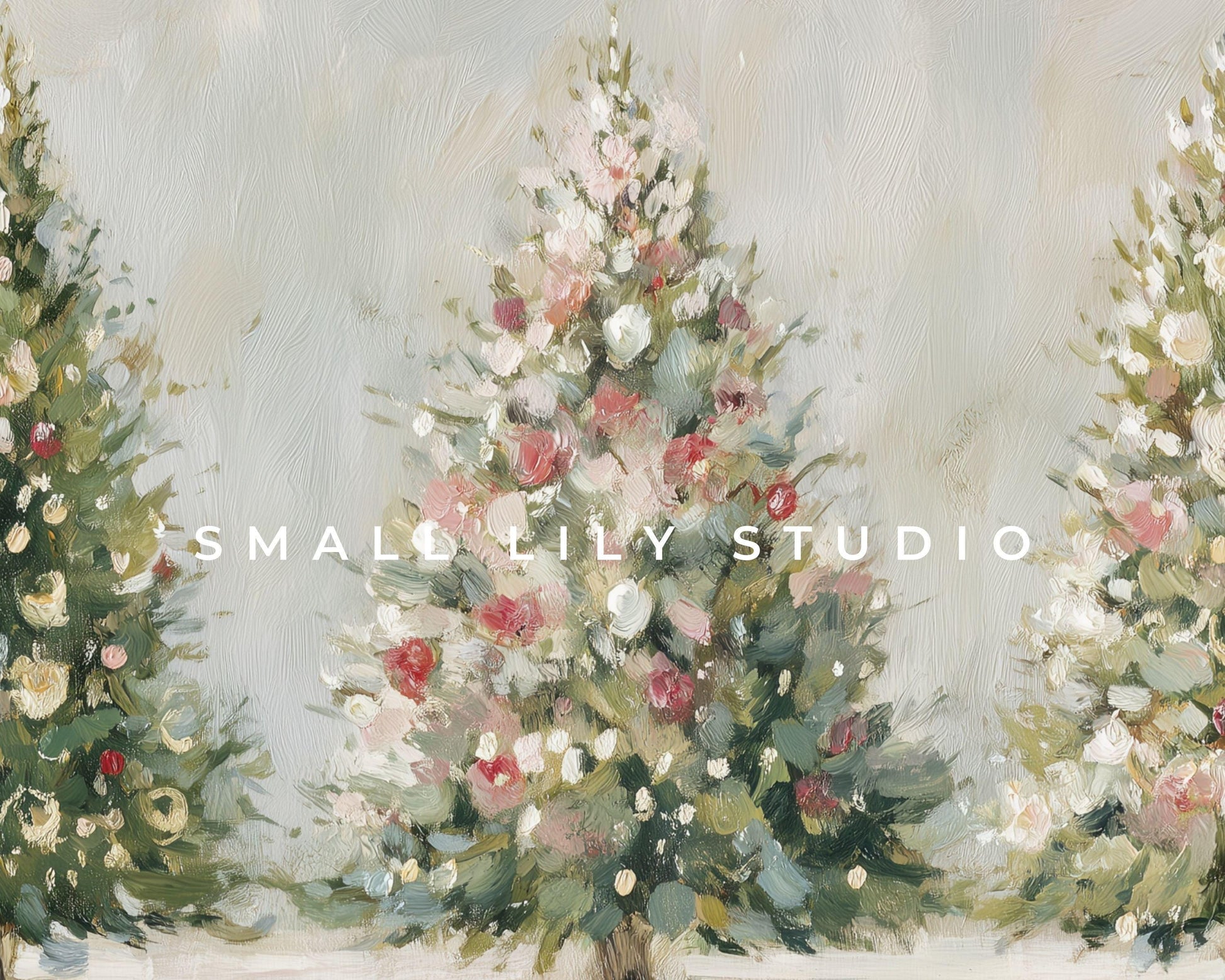 Pink and White Christmas Trees Frame TV Art