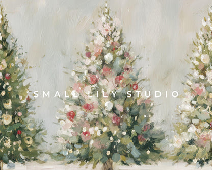 Pink and White Christmas Trees Frame TV Art