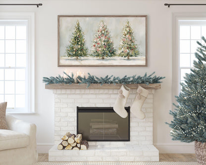 Pink and White Christmas Trees Frame TV Art