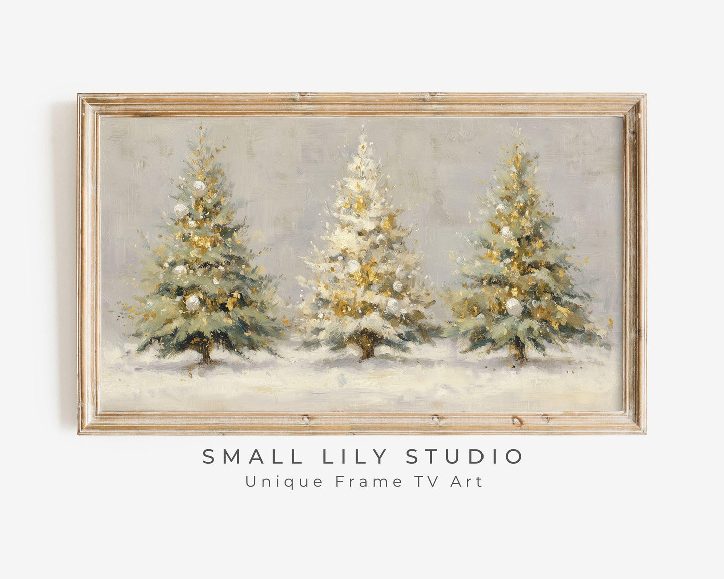 Gold and White Christmas Trees Frame TV Art