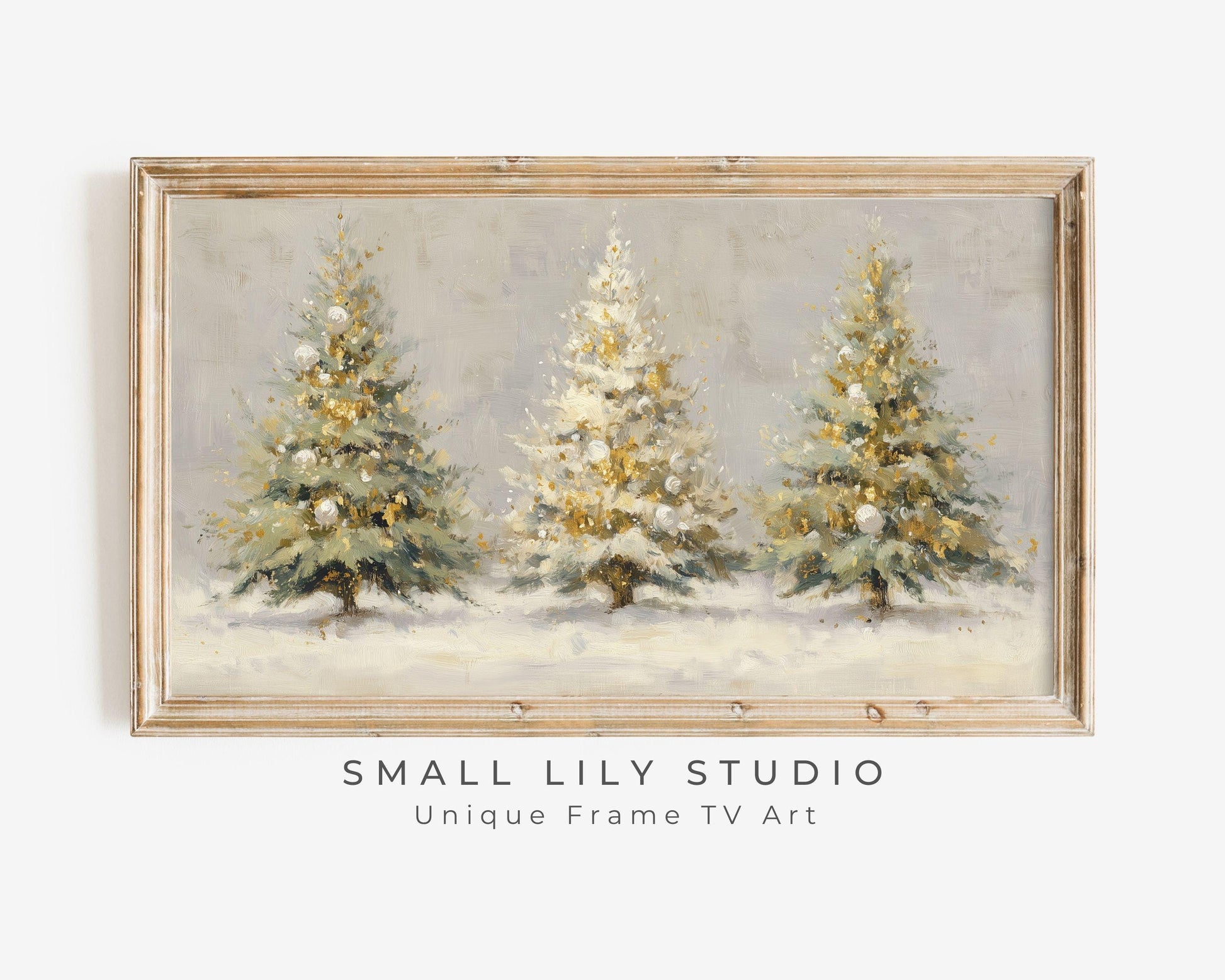 Gold and White Christmas Trees Frame TV Art