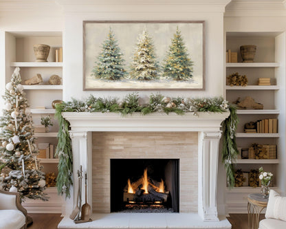 Gold and White Christmas Trees Frame TV Art