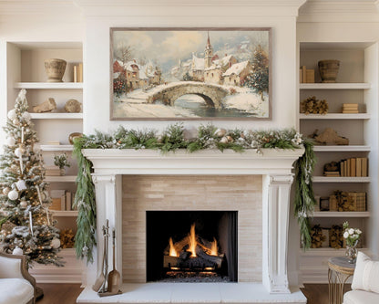 Bridge in Winter Village Frame TV Art