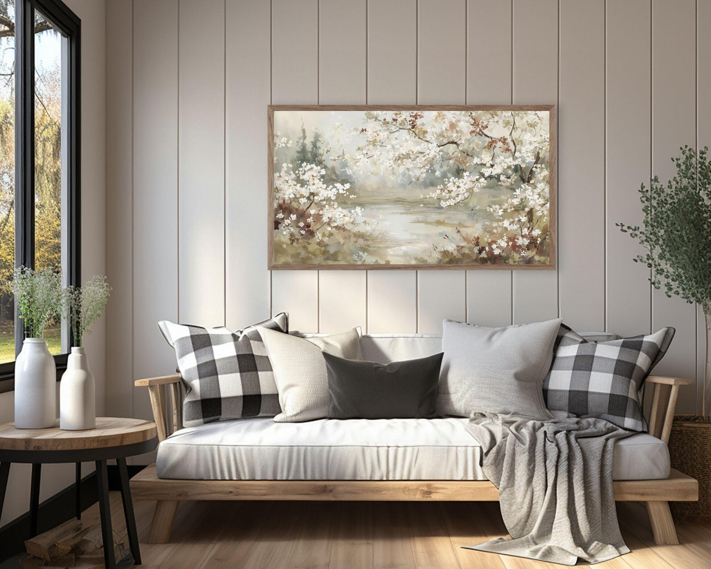 FRAME TV art Floral Landscape, Samsung Frame TV art Vintage Watercolor Style Painting Spring Blossoms | TV999