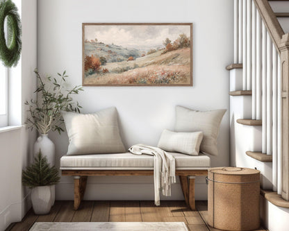 FRAME TV art Fall Country Landscape, Samsung Frame TV art Autumn Vintage Watercolor Style Painting | TV1004