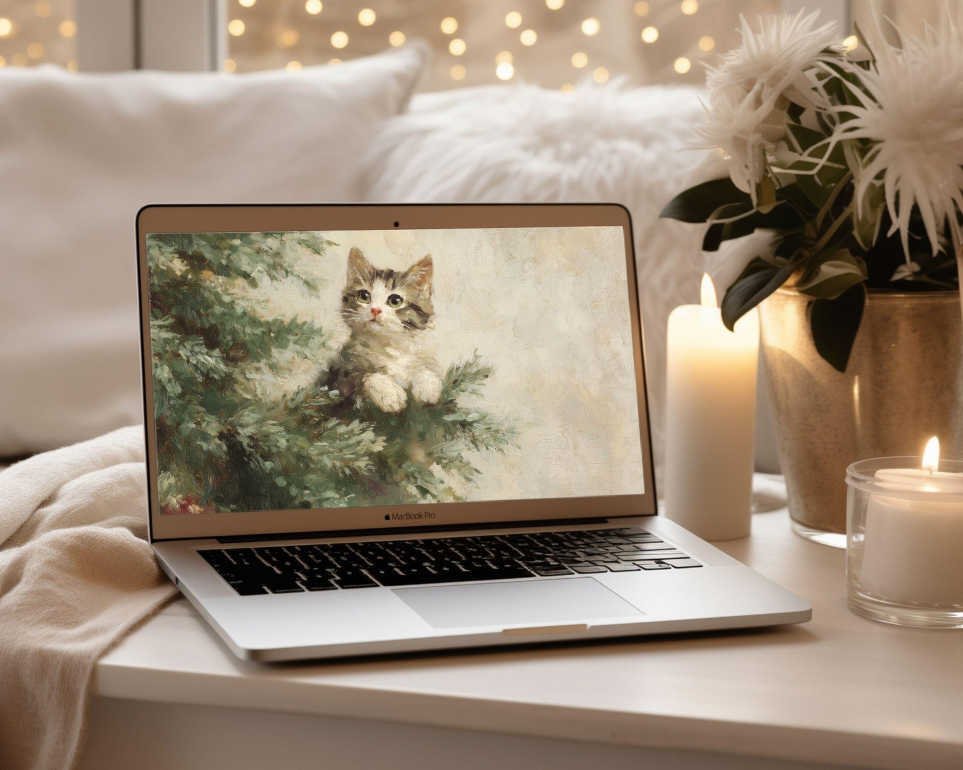 Kitten in Tree Desktop Wallpaper