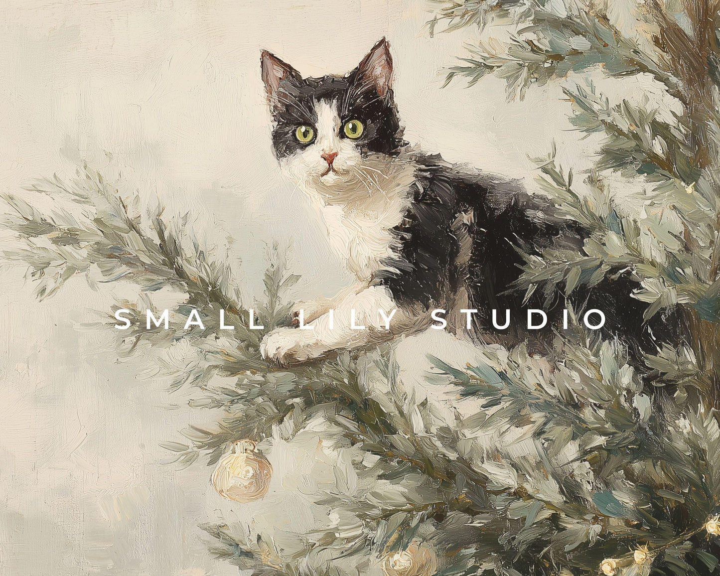 Cat in Christmas Tree Desktop Wallpaper