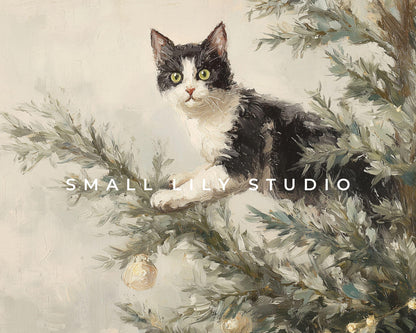 Cat in Christmas Tree Desktop Wallpaper