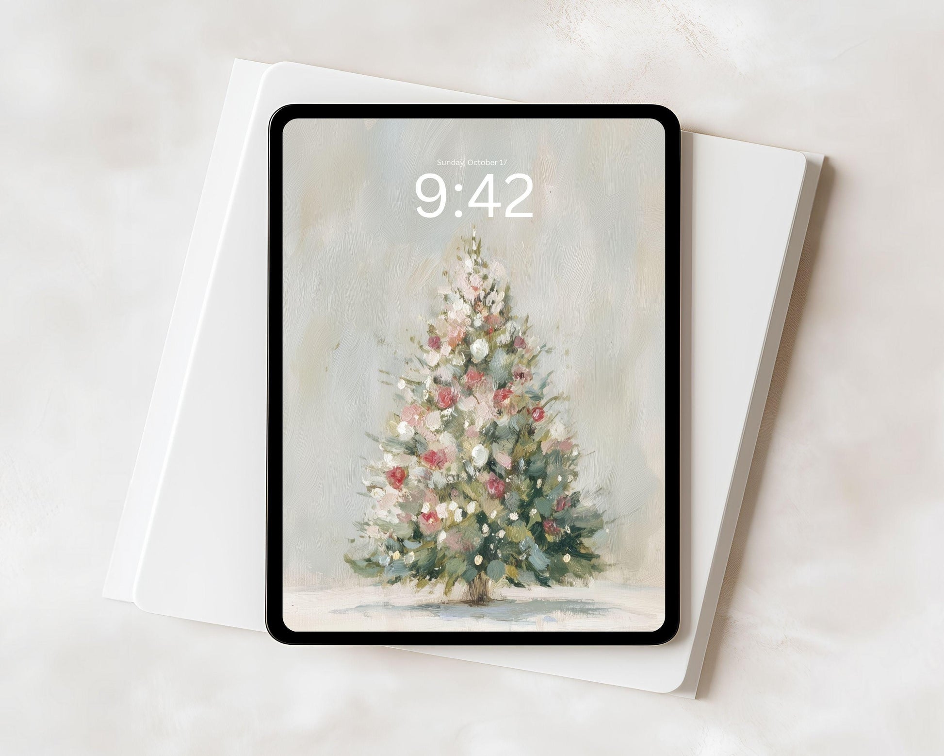 Pink Christmas Tree iPad Wallpaper