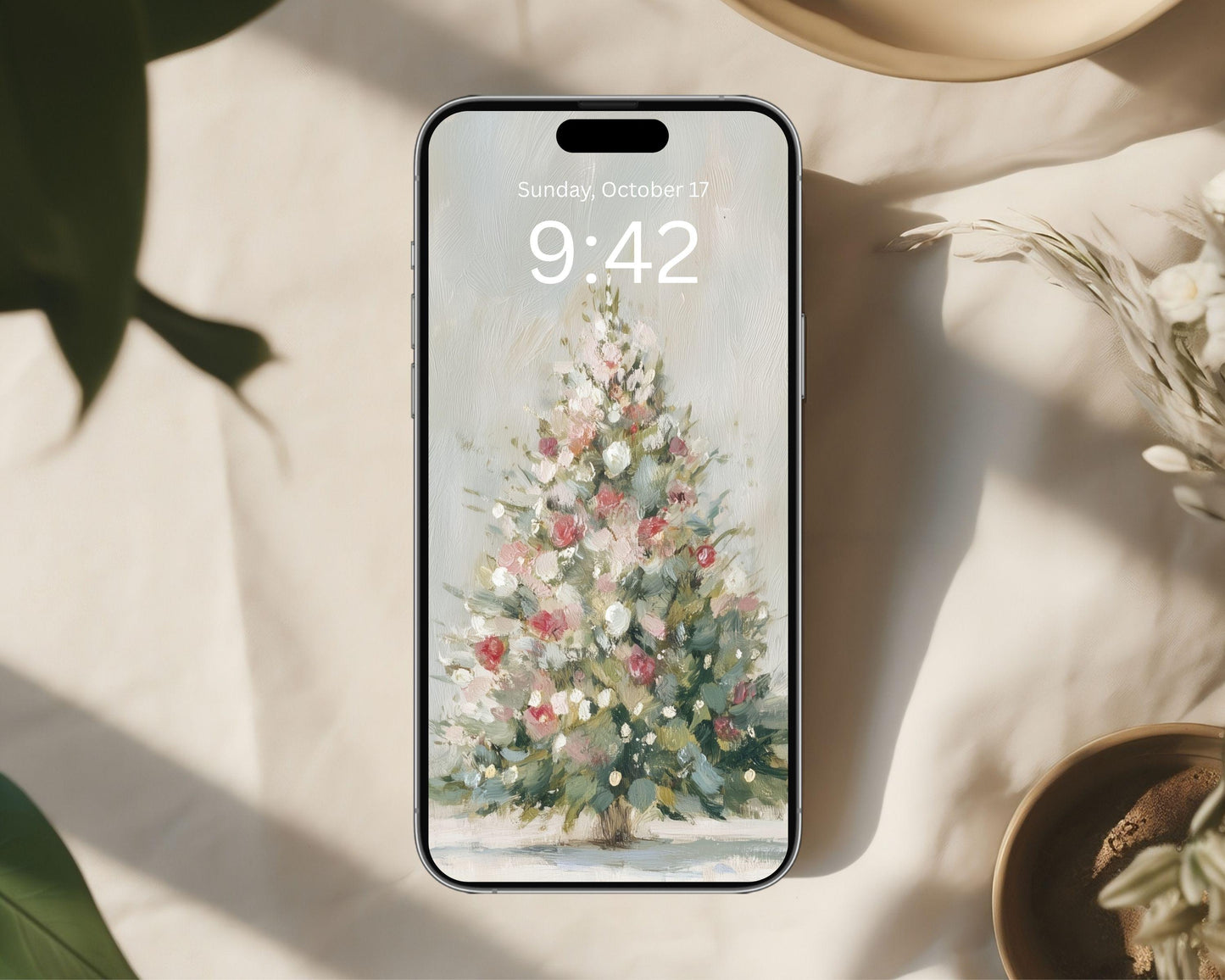 Pink Christmas Tree Phone Wallpaper