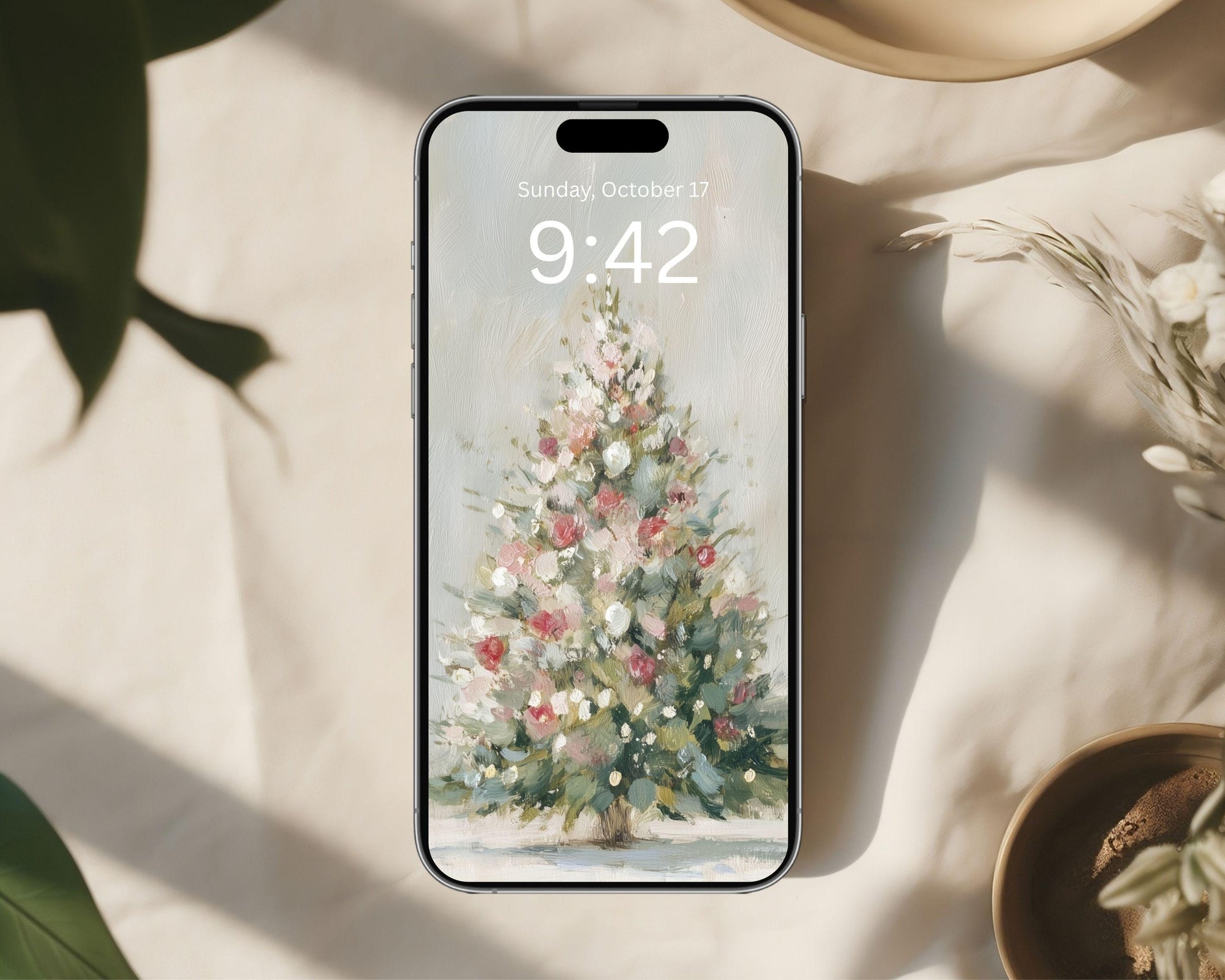 Pink Christmas Tree Phone Wallpaper