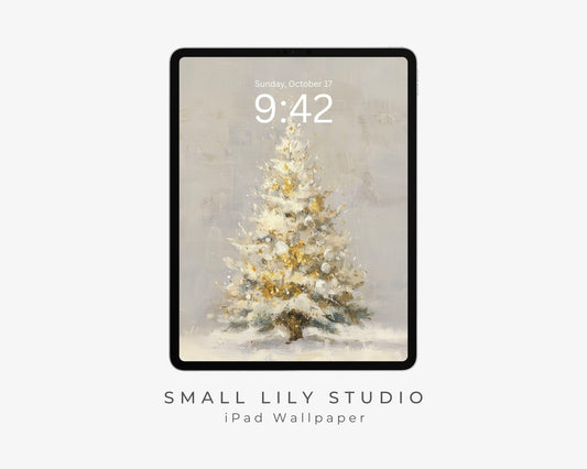 Gold Christmas Tree iPad Wallpaper