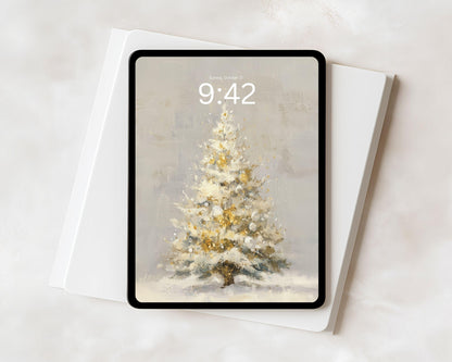 Gold Christmas Tree iPad Wallpaper