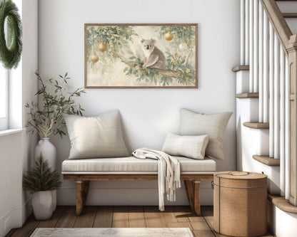 FRAME TV art Christmas Koala, Samsung Frame TV art Australian Christmas Cute Animal Vintage Style Painting | TV1006