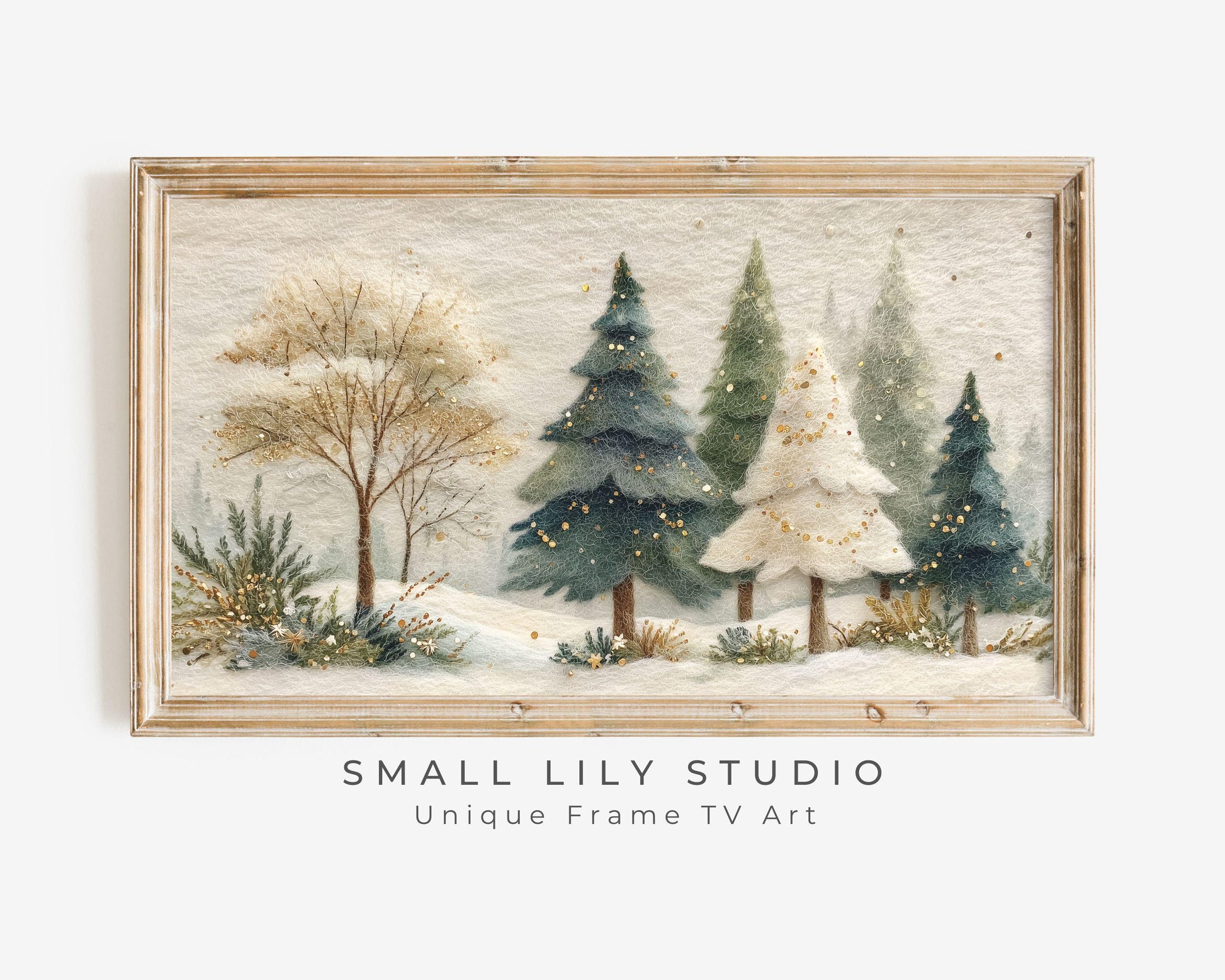 FRAME TV art Christmas Tree Forest Felt Style, Samsung Frame TV Cute Holiday art for kids | TV1007